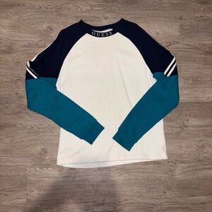 GUESS Men's Crewneck Sweater - White and Teal